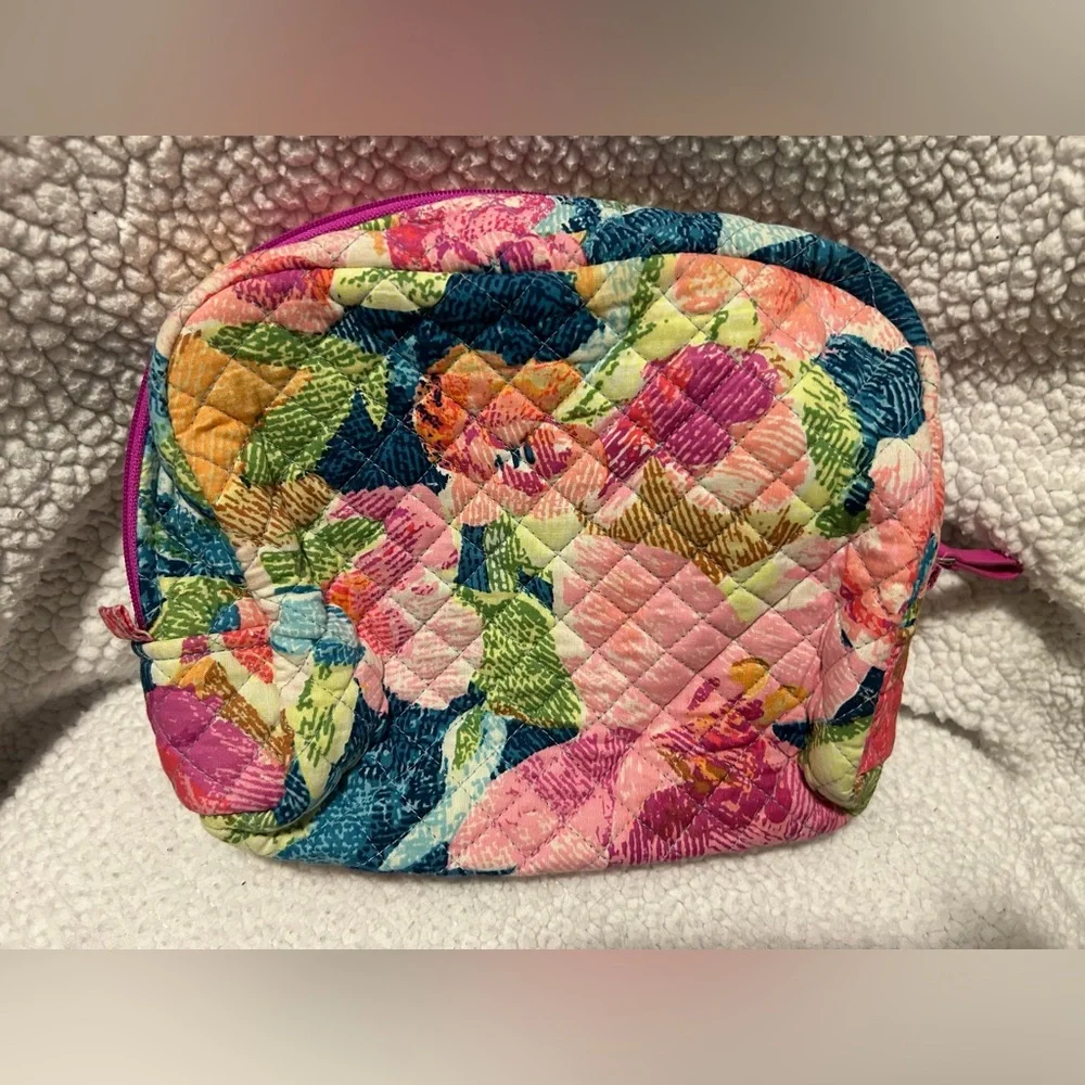Vera Bradley Floral Quilted Cosmetic Bag - Pink, Blue, Green - Picture 3 of 3